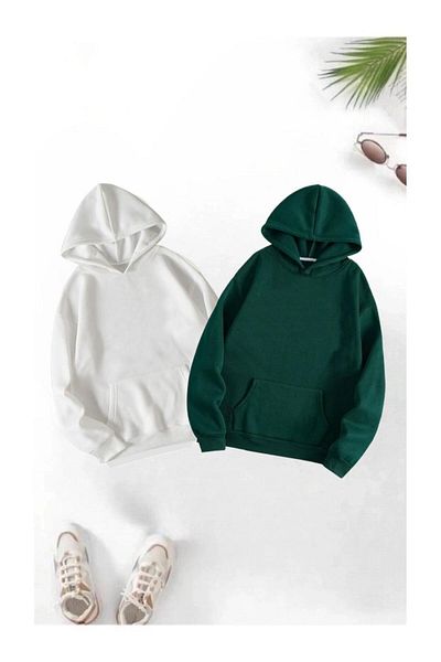 AFROGİYİM Unisex Απλό 2' Απλό φούτερ με κουκούλα χωρίς εκτύπωση