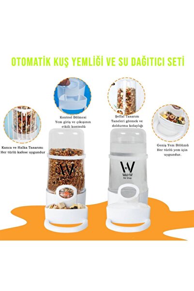 Wahw Pet 2 Adet Kuş Kafesi Su Içme Ve Besleme Silo Suluk, Mamalık, 300gr Yem Ve 400gr Su Kapasiteli