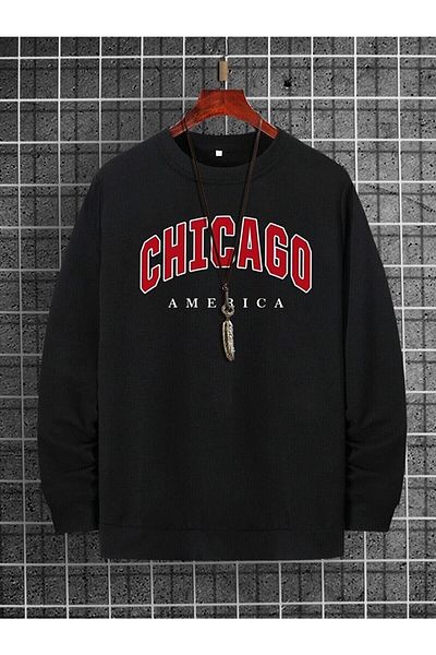 AFROGİYİM Unisex Oversize φούτερ - Chicago America Printed