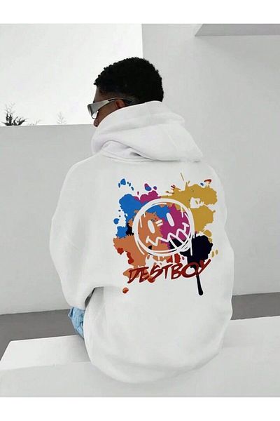 AFROGİYİM Φούτερ με κουκούλα Unisex Dest Boy μπροστά και πίσω με στάμπα μεγάλου μεγέθους