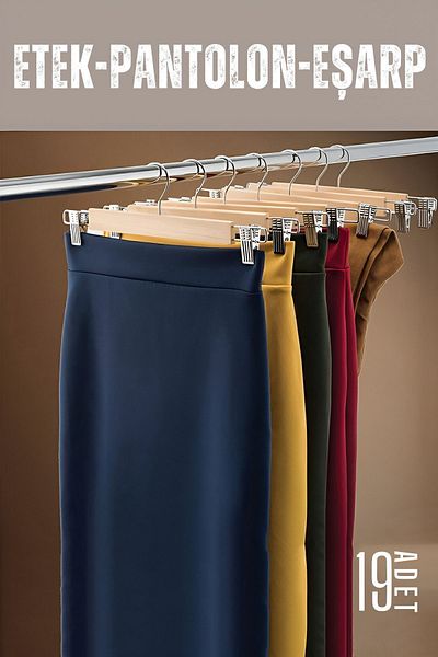 Transformacion 19 Pieces Wooden Skirt Trousers Scarf - Clamp Hanger720643