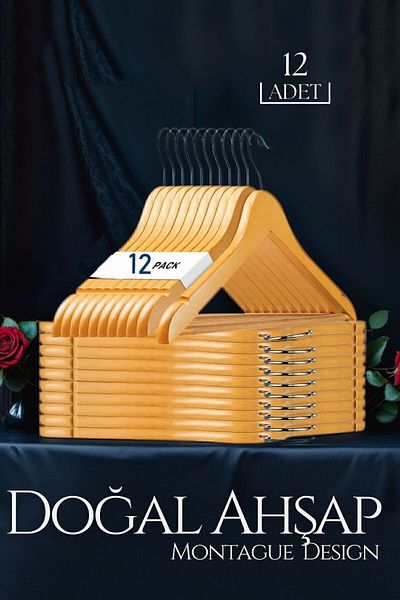 Transformacion HomeCare Φυσική Ξύλινη Κρεμάστρα Ρούχων 12 ΤΕΜ Montague Design 719133