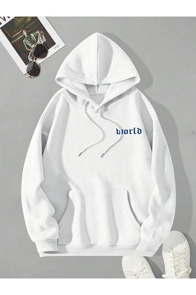 AFROGİYİM Unisex Μπροστά Πίσω 1997 World Printed Oversize Hoodie