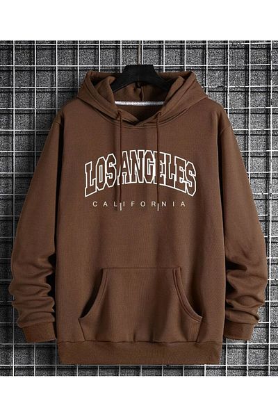 AFROGİYİM Φούτερ με κουκούλα Unisex Losangeles California με στάμπα μεγάλου μεγέθους
