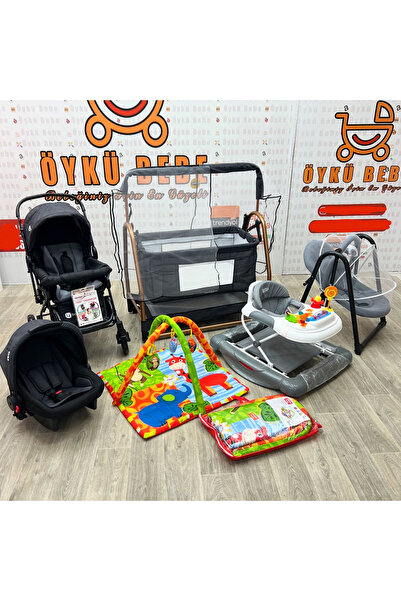 ÖYKÜ BEBEK DUNYASI ROCCO ÇEYİZ SETİ+ BEBEK ARABASI+PUSET+BEŞİK+YÜRÜTEÇ+SALINC...