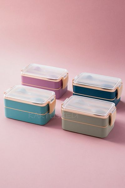 KaktüsKedi Set of 4 Bento Food Container 900 Ml
