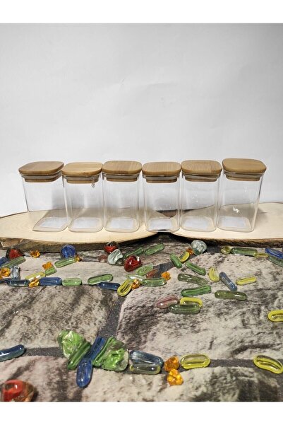 Lavin 6 Adet Kare ,termisil,bambu Kapaklı Kavanoz