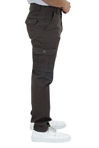DYNAMO Erkek Koyu Haki Pamuklu Kumaş Körüklü Cepli Kargo Pantolon