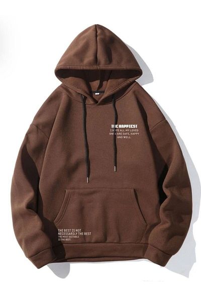 AFROGİYİM Unisex Oversize Φούτερ με πιο χαρούμενη στάμπα με κουκούλα