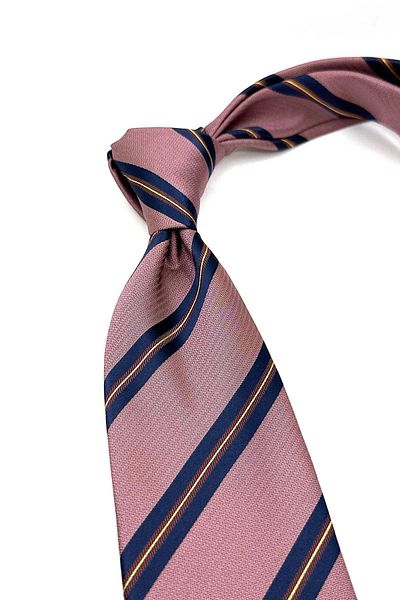 Kravatkolik Pink Striped Classic Tie with Handkerchief - Kk12825