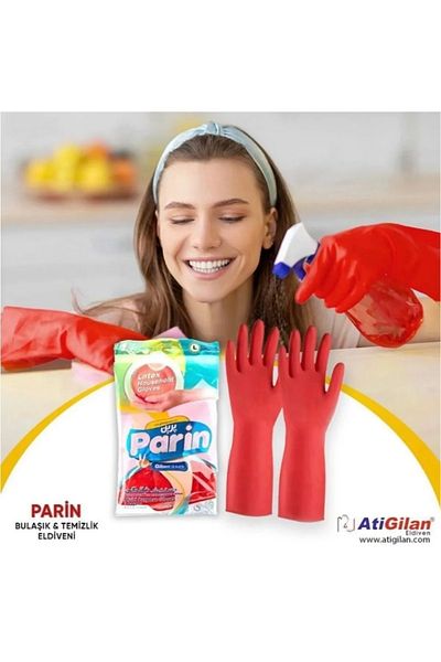 MUTFAKTAN2020 12-Piece Parin Short Cone Cleaning and Dish Gloves Set