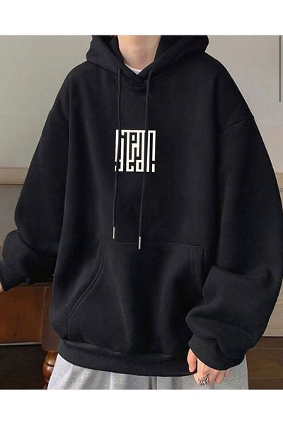 AFROGİYİM Unisex Afrowear Design Printed Oversize Hooded Hoodie Sweatshirt