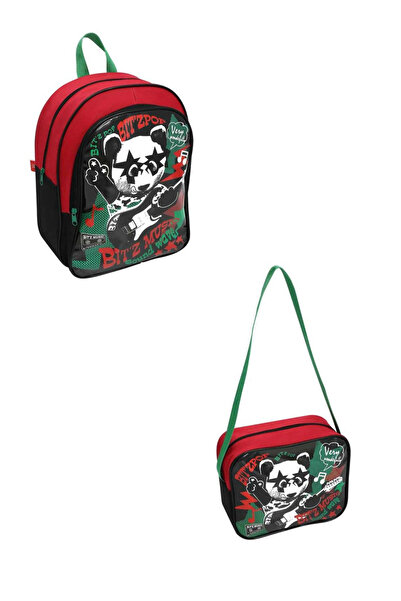 CNGZSHOP Lisanslı Çocuk İlkokul 2 Gözlü Sırt Çantası Beslenme Çantası 2 li Set