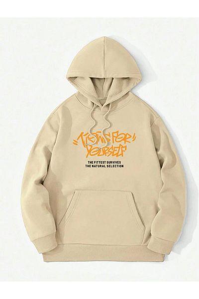 AFROGİYİM Unisex The Fittest Survivives Selection Printed Oversize Hoodie