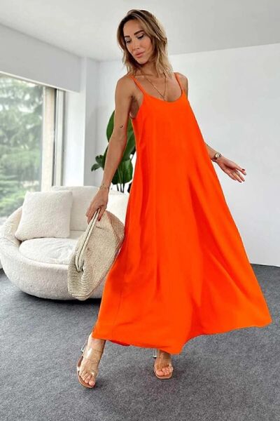 buqre's moda Rochie lungă de lungime întreagă cu bretele ajustabile portocalii