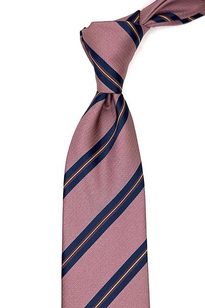 Kravatkolik Pink Striped Classic Tie with Handkerchief - Kk12825
