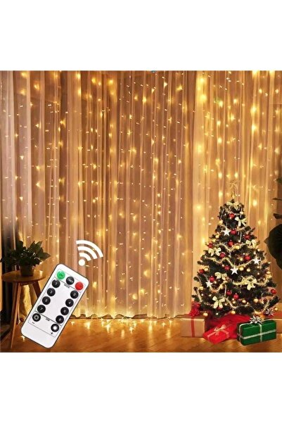 PEKSHOP Peri Telli Perde Led Işık Kumandalı 300 Ledli 3 X 3 Metre Usb'li 8 An...