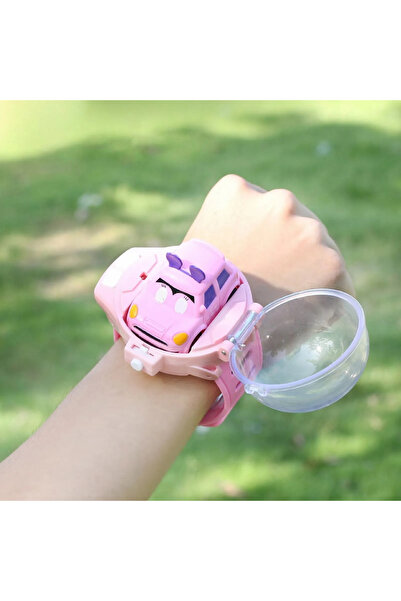 pazariz Uzak Kumandalı Araba Oyuncak Işıklı Şarjlı Kol Saati Tipi Sevimli RC Araba Pembe