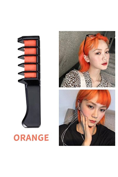 pazariz Rengarenk Saç Boyama Tebeşiri - Mini Taraklı Konsept Saç Boyama Seti Hair Chalk Turuncu