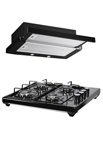 Luxell Siyah Aspiratörlü Set Üstü Ocaklı Takım DS6-905 Aspiratör + LX-420F Ocak