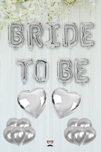 PEKSHOP Gümüş Bride To Be Folyo Balon Seti - Bekarlığa Veda Bride Partisi Balon Süsleme Büyük GÜMÜŞ
