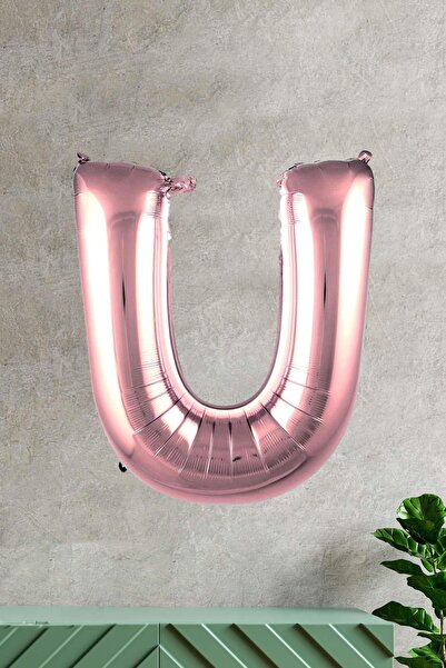 PEKSHOP بالون حرف U من رقائق الذهب الوردي مقاس 100 سم و40 بوصة وطول 1 متر