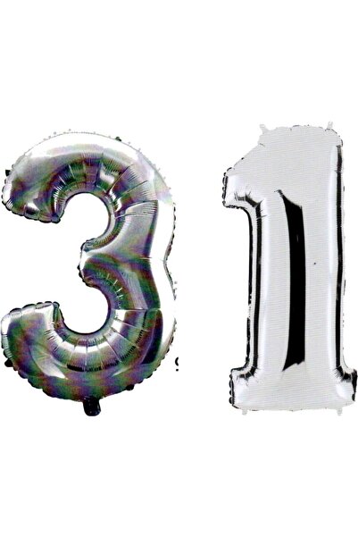 Cakes&Party عدد 31 سنة بالون فويل فضي 90 سم
