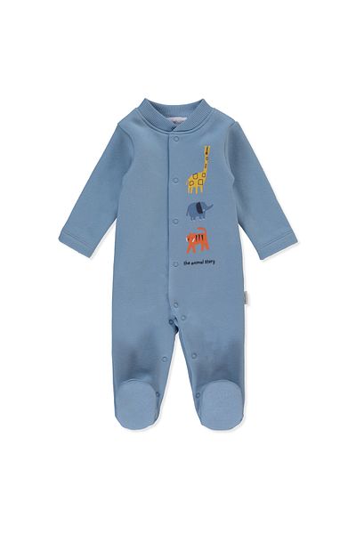 Bebetto Hooded Zippered Two Thread Jumpsuit - Animal Story K4540
