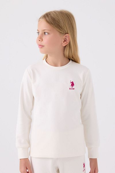 U.S. Polo Assn. Girl's White Long Sleeve Pajama Set