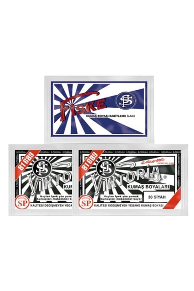 Viktoria 2ad 30 Siyah Viktoria Kumaş Boyası Kot Boyası - 1ad Fiske Sabitleyici