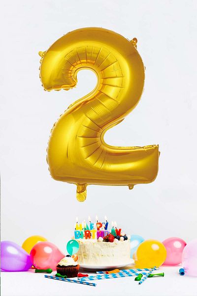 PEKSHOP 16 Inch 40 Cm Gold Number Foil Balloon - Number Balloons