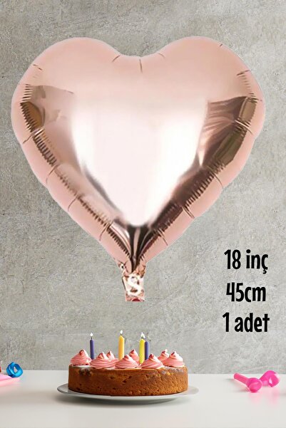 PEKSHOP Rose Gold Kalp Folyo Balon Parlak Kalp Balon 18" 45cm