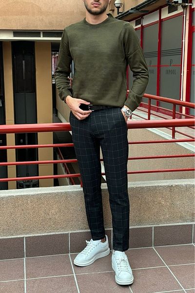 inpool Men's Slim Fit Crew Neck Knitwear Sweater - Wool Acrylic Fiber, Old Money Pltk03
