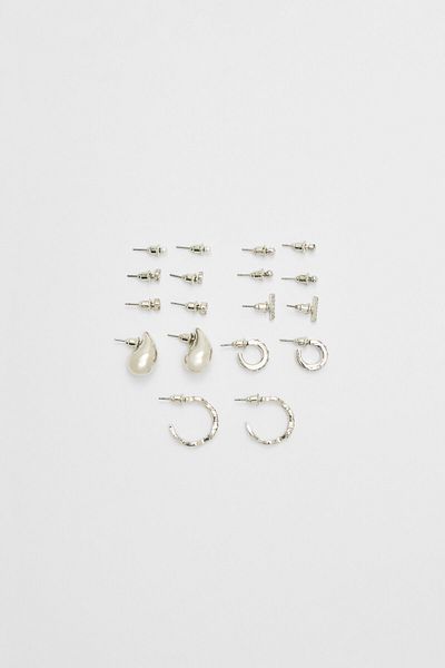 Stradivarius Set of 9 Pairs of Mini Drop Earrings