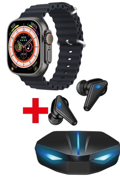 pazariz Gs8 Watch 8 Ultra Akıllı Saat Siyah Watch 2.02 Inc K55 Oyuncu Bluetoo...