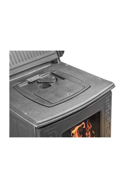 Erendemir Soba Siyah Mini Turbo Döküm Şömine Ç.kapaklı Turbo Soba Em803d