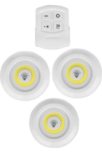 pazariz Uzaktan Kumandalı Yapışkanlı 3'lü Led Spot Lamba