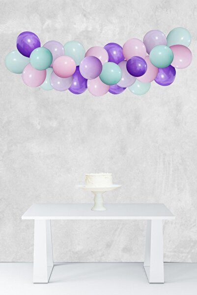 PEKSHOP Soft Makaron Konsept Balon Zinciri Deniz Kızı Tema Parti Balon Seti 4...