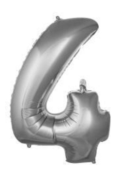 eğlencemarketi 34 Inch 76 Cm Silver Foil Number Balloon 4