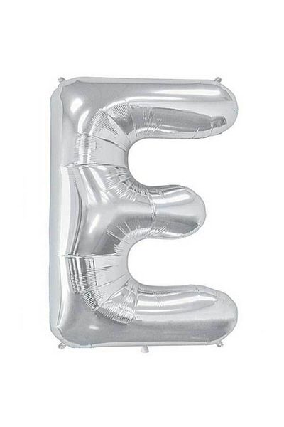 Partioutlet Letter E Foil Silver Balloon Small 35 Cm