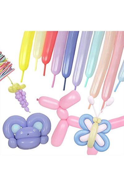 Partioutlet Pastel Renkler Sosis Balon 100 Adet