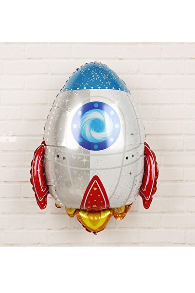PEKSHOP Roket Şeklinde Folyo Balon Astronot Uzay Konsept Doğum Günü Balonu