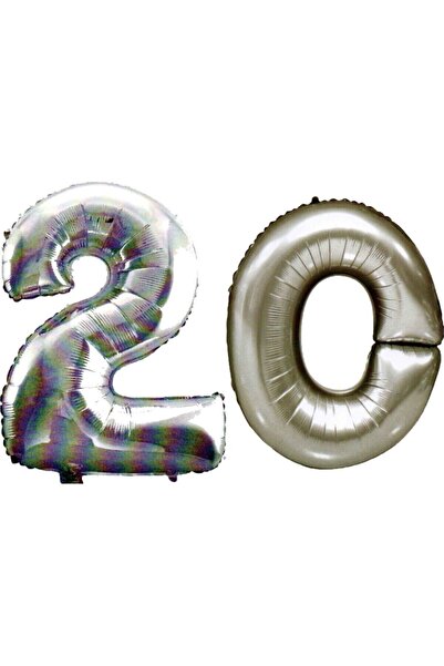 Firsat Ayi Opportunity Month Age 20 Number Foil Balloon Silver 90 Cm