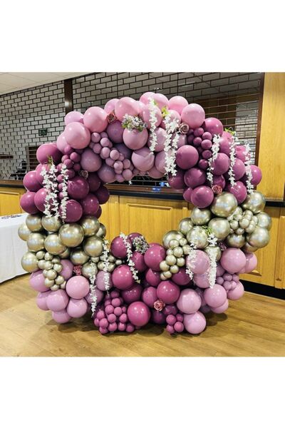 eğlencemarketi Krom Beyaz Altın Yaban Çileği Ve Toz Pembe Balon Zinciri 100 Adet