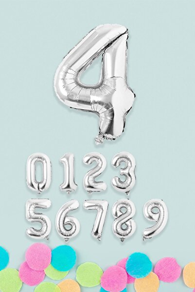 PEKSHOP Silver Number Foil Balloon Silver Number Balloons 16 inch 40 cm