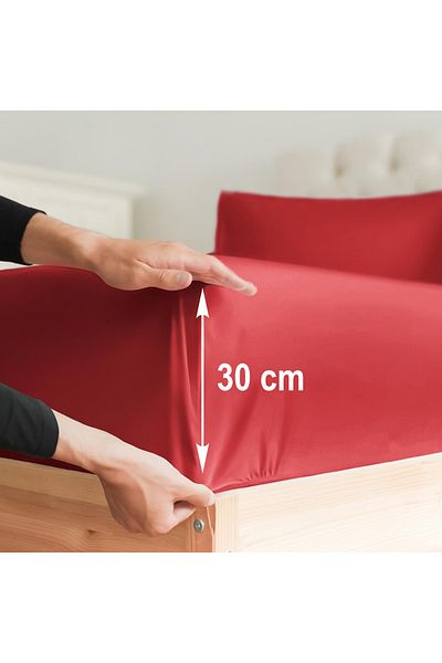 turkanlarhome Dark Red Colored 100% Cotton Combed Fabric Fitted Elastic Bed Sheet Single-Double