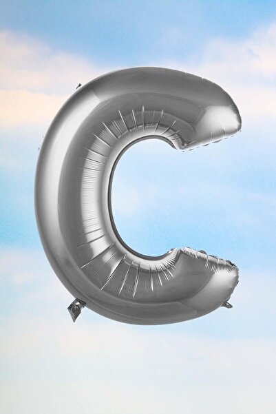 PEKSHOP بالون حرف C فضي 100 سم 40 بوصة 1 متر فضي