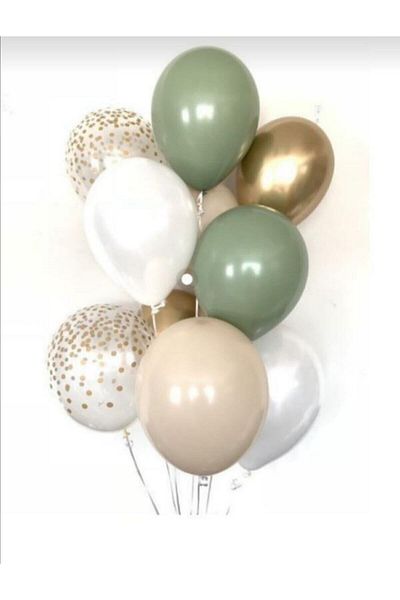 eğlencemarketi Mold Green Gold Chrome Balloon Set