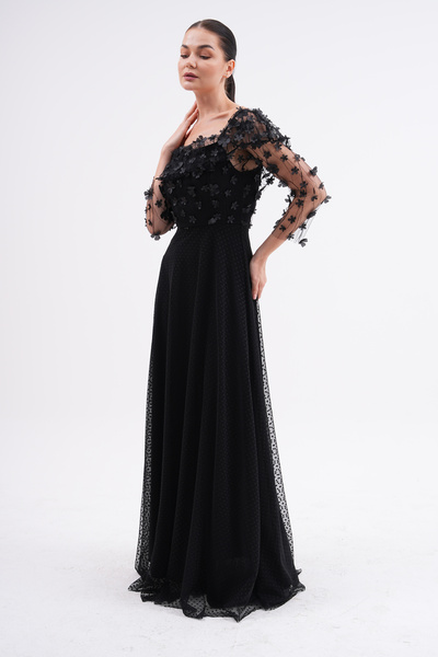 migi life noktalı tül ve 3 boyutlu şık kloş elbise