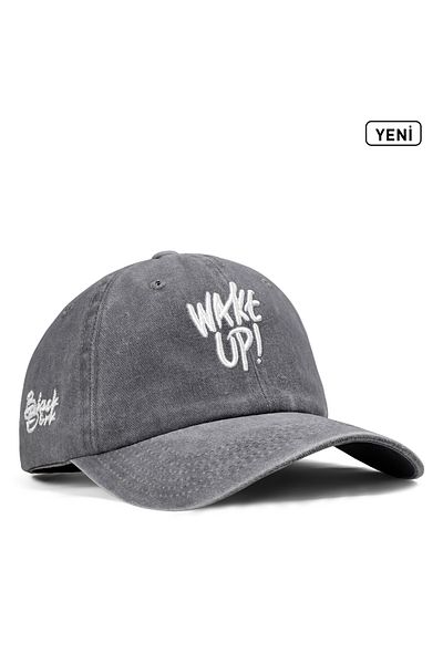BlackBörk Unisex Vintage καπέλο μπέιζμπολ - ΑΝΤΙΚΕΙΜΕΝΤΙΚΟ Wake Up Grey (CAP)